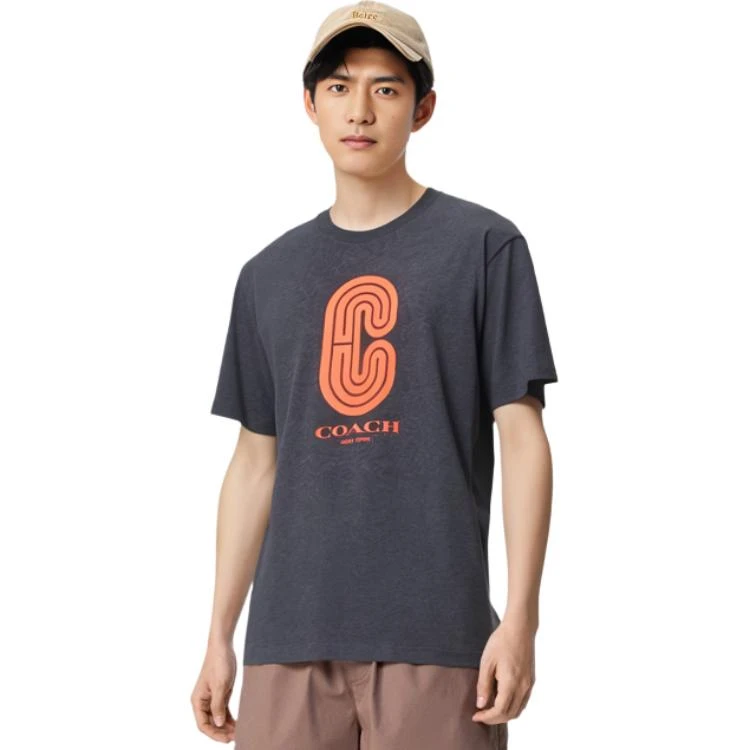 商品[国内直发] Coach|蔻驰  经典Logo标志圆领短袖T恤 男款 灰色,价格¥1863,第4张图片详细描述
