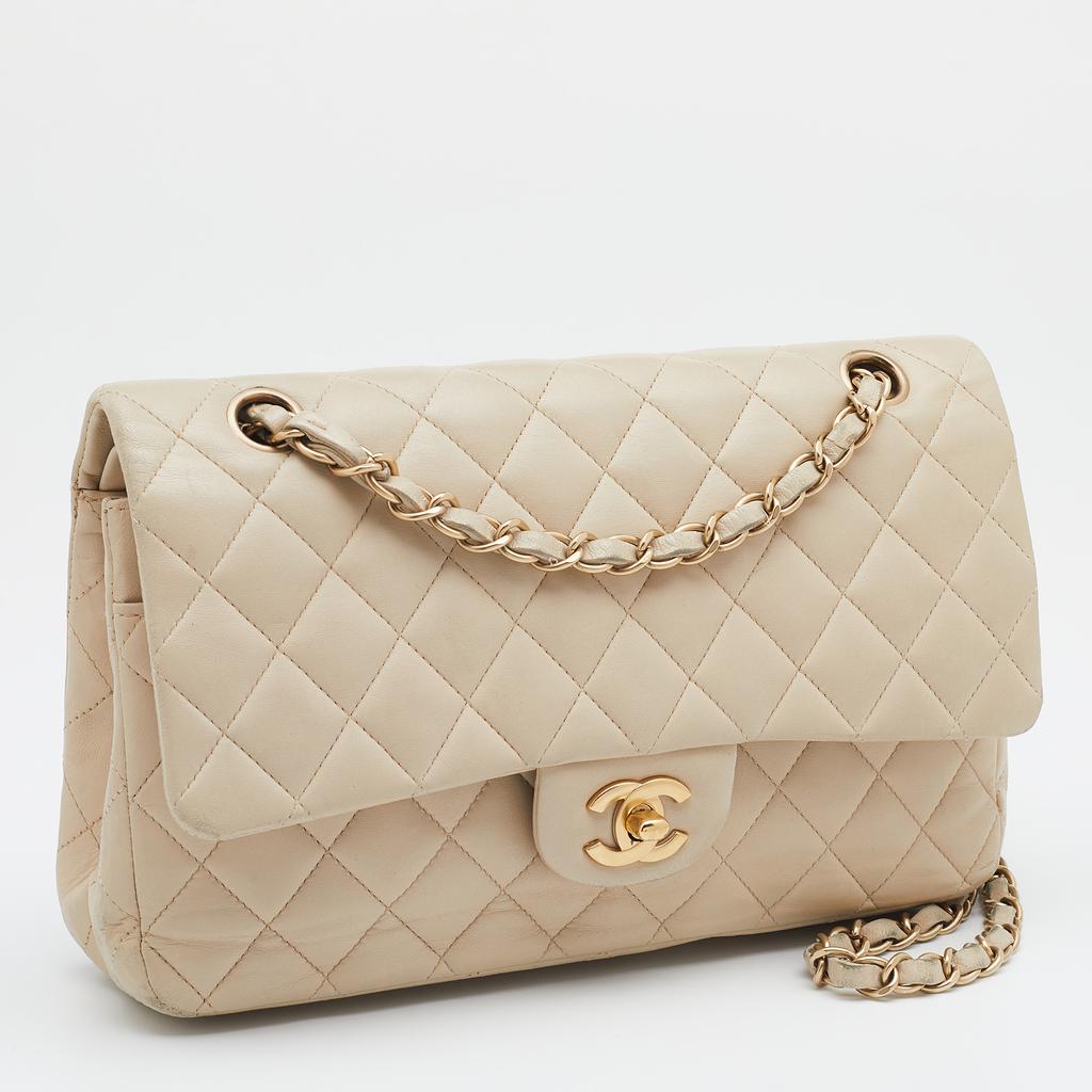 Chanel Cream Quilted Leather Medium Classic Double Flap Bag商品第3张图片规格展示