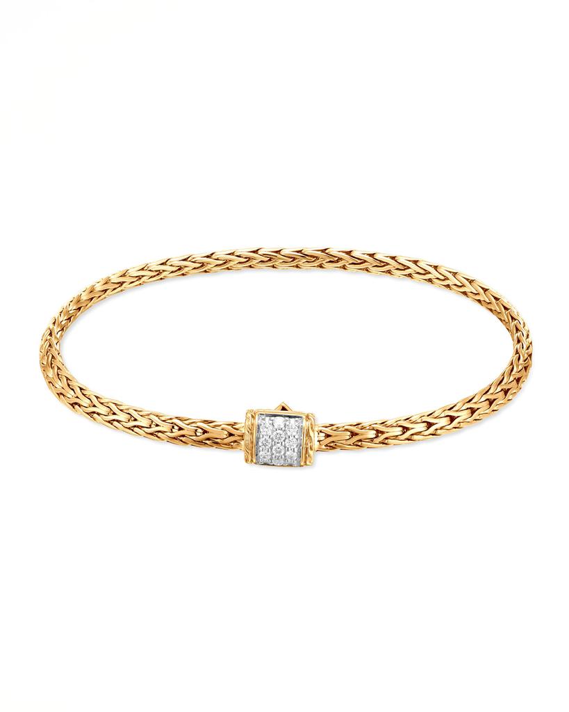 Classic 18k Mini Pave Diamond-Clasp Bracelet商品第1张图片规格展示