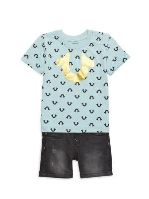 商品True Religion|Little Boy's 2-Piece Logo Tee & Denim Shorts Set,价格¥159,第1张图片