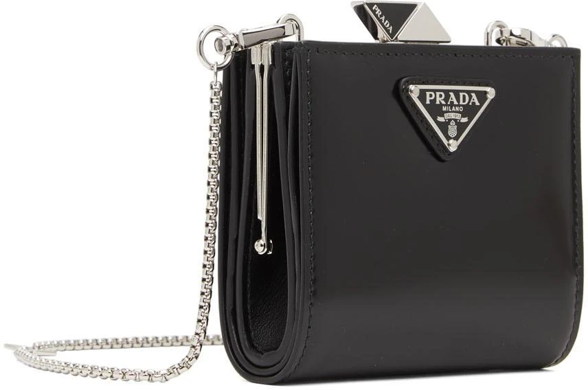 商品Prada|Black Brushed Leather Wallet Shoulder Bag,价格¥16484,第2张图片详细描述