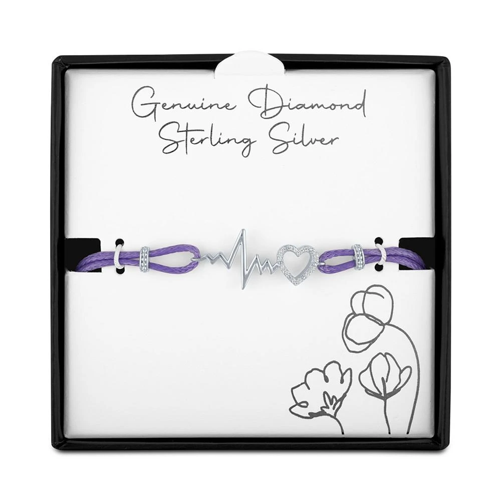 商品Macy's|Diamond Accent Heartbeat Purple Cord Bracelet in Sterling Silver,价格¥187,第3张图片详细描述