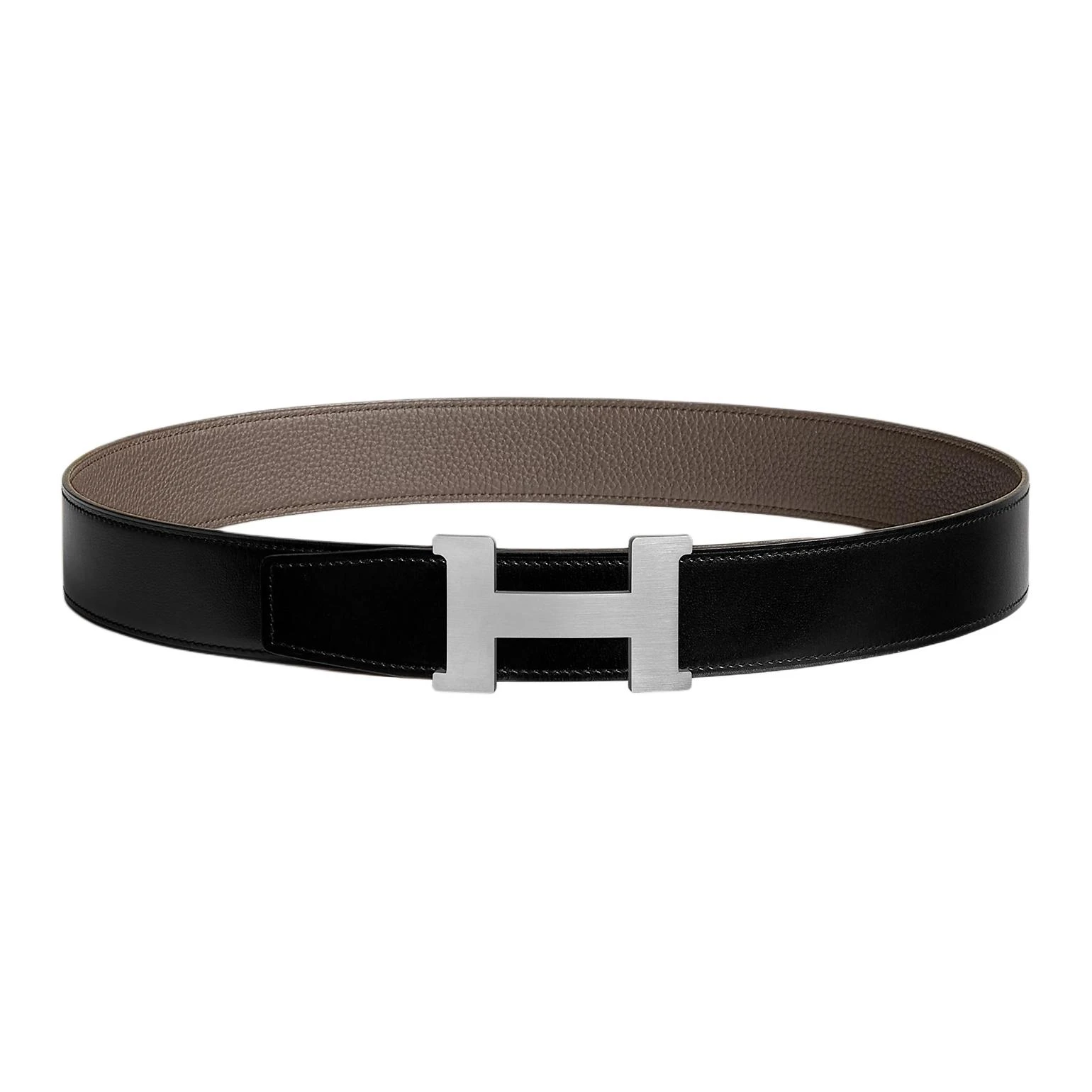 商品[国内直发] Hermes|爱马仕 双面设计 小牛皮 皮带 男款 黑色/锡器灰 宽3.8CM,价格¥9256,第1张图片