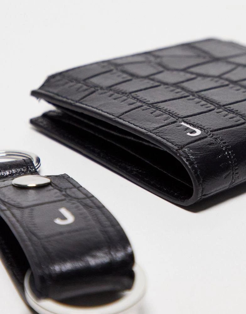 商品ASOS|ASOS DESIGN leather keyring and wallet set with J initial,价格¥93,第4张图片详细描述