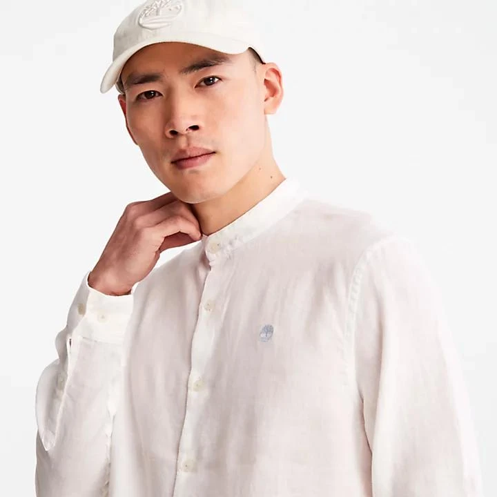 商品Timberland|Mill River Band-collar Linen Shirt for Men in White,价格¥783,第5张图片详细描述