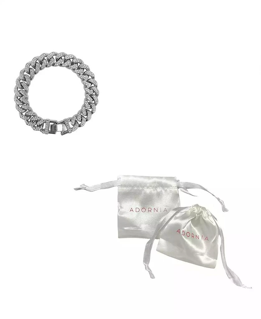 商品ADORNIA|Rhodium Plated Crystal Thick Cuban Curb Chain Bracelet,价格¥219,第3张图片详细描述