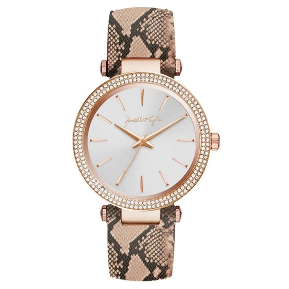 商品KENDALL & KYLIE|Women's Rose Gold Tone with Blush Snakeskin Stainless Steel Strap Analog Watch,价格¥112,第1张图片