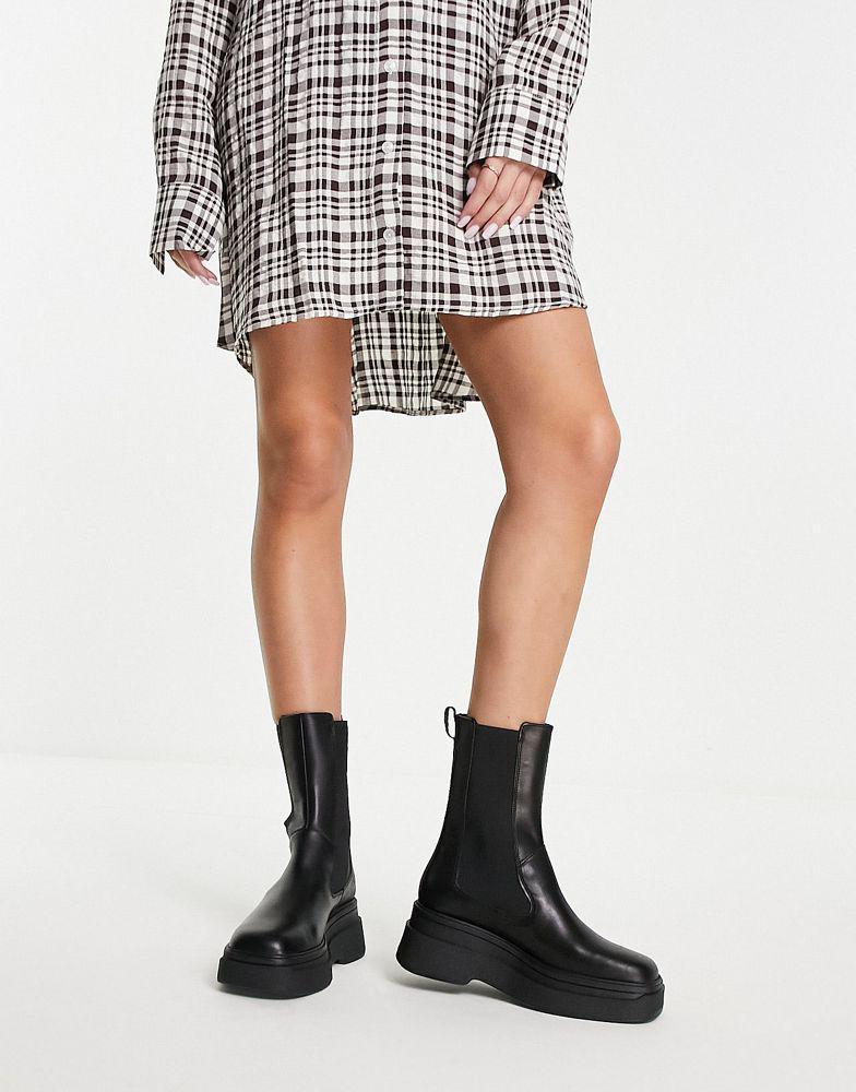 商品Vagabond|Vagabond Carla elastic side leather flatform chelsea boots in black,价格¥1036,第6张图片详细描述