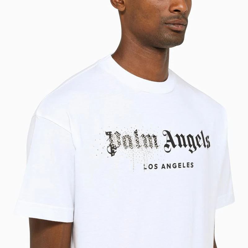 商品Palm Angels|White t-shirt with contrasting logo,价格¥2431,第4张图片详细描述