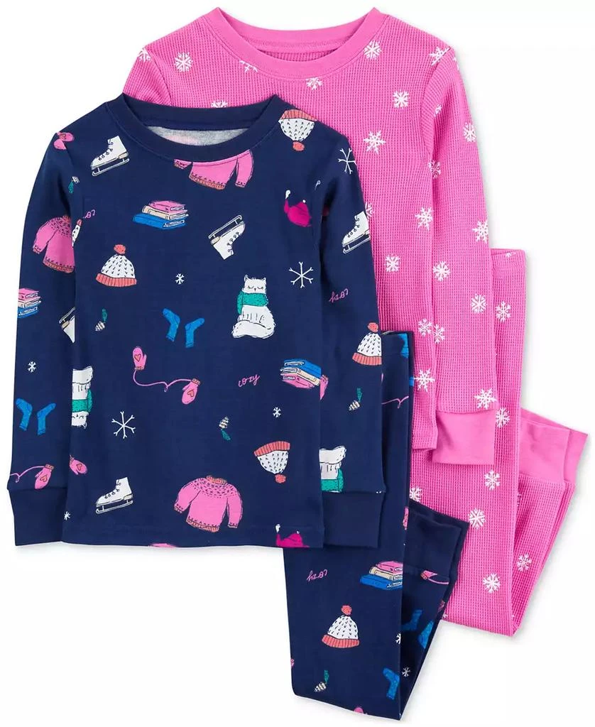 商品Carter's|Toddler Girls Winter-Print Pajamas, 4 Piece Set,价格¥136,第1张图片