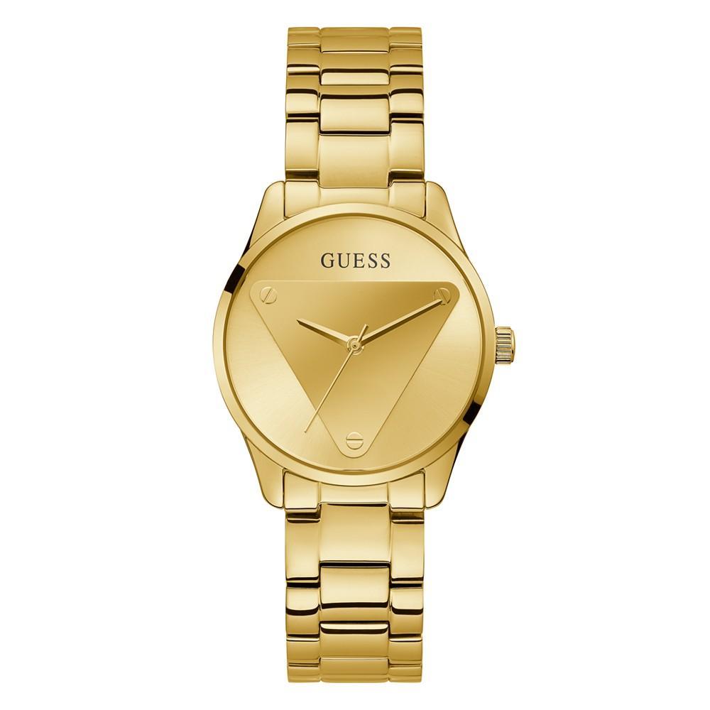 商品GUESS|Women's Quartz Gold-Tone Stainless Steel Bracelet Logo Watch 36mm,价格¥939,第1张图片