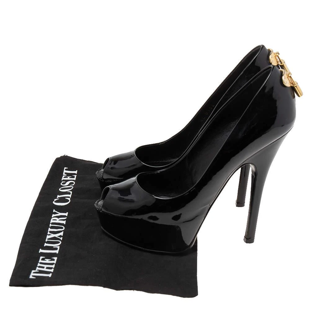 Louis Vuitton Black Patent Leather Oh Really! Peep Toe Platform Pumps Size 38 商品