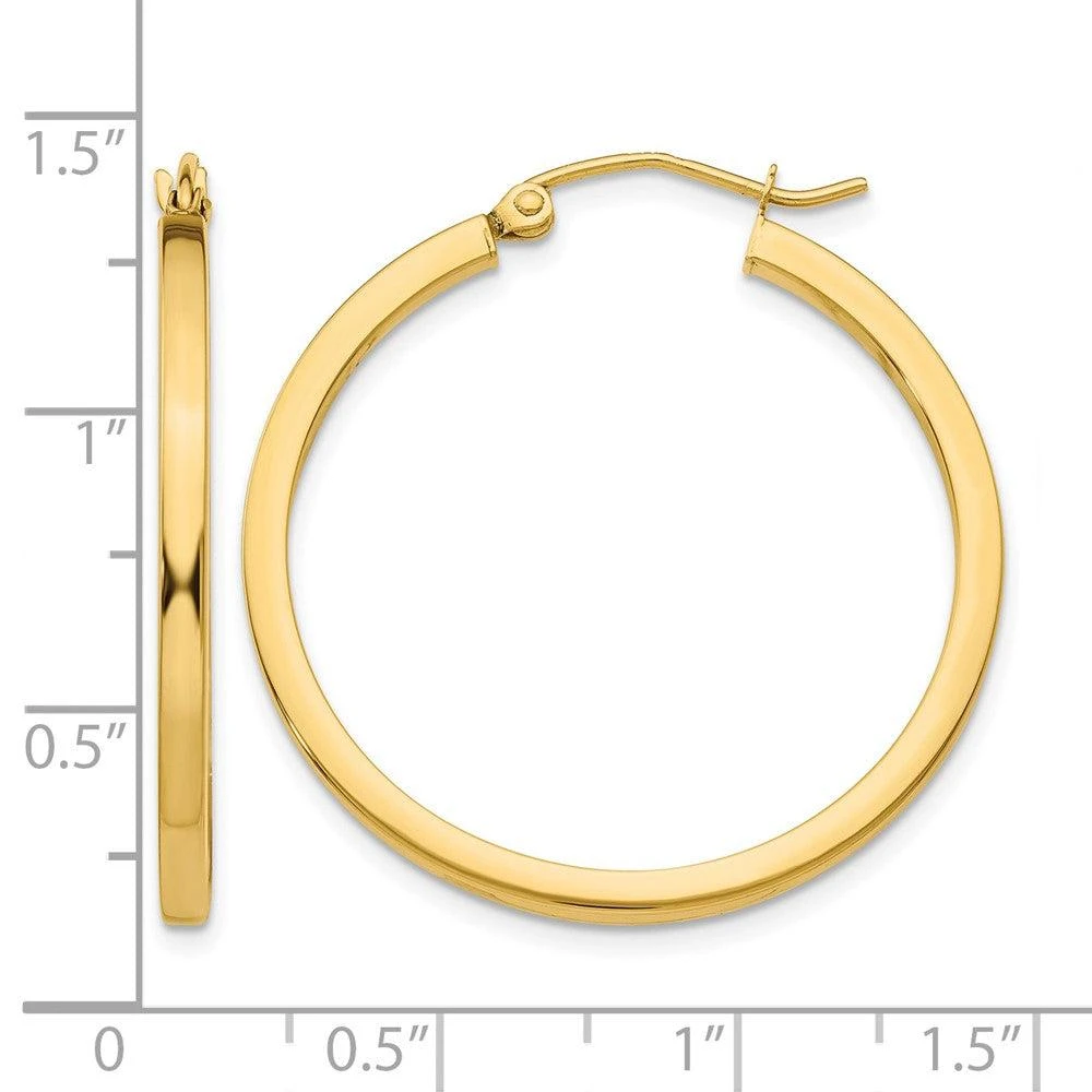 商品Diamond2Deal|14k Gold 2mm Square Shape Tube Hoop Earrings,价格¥5819,第4张图片详细描述