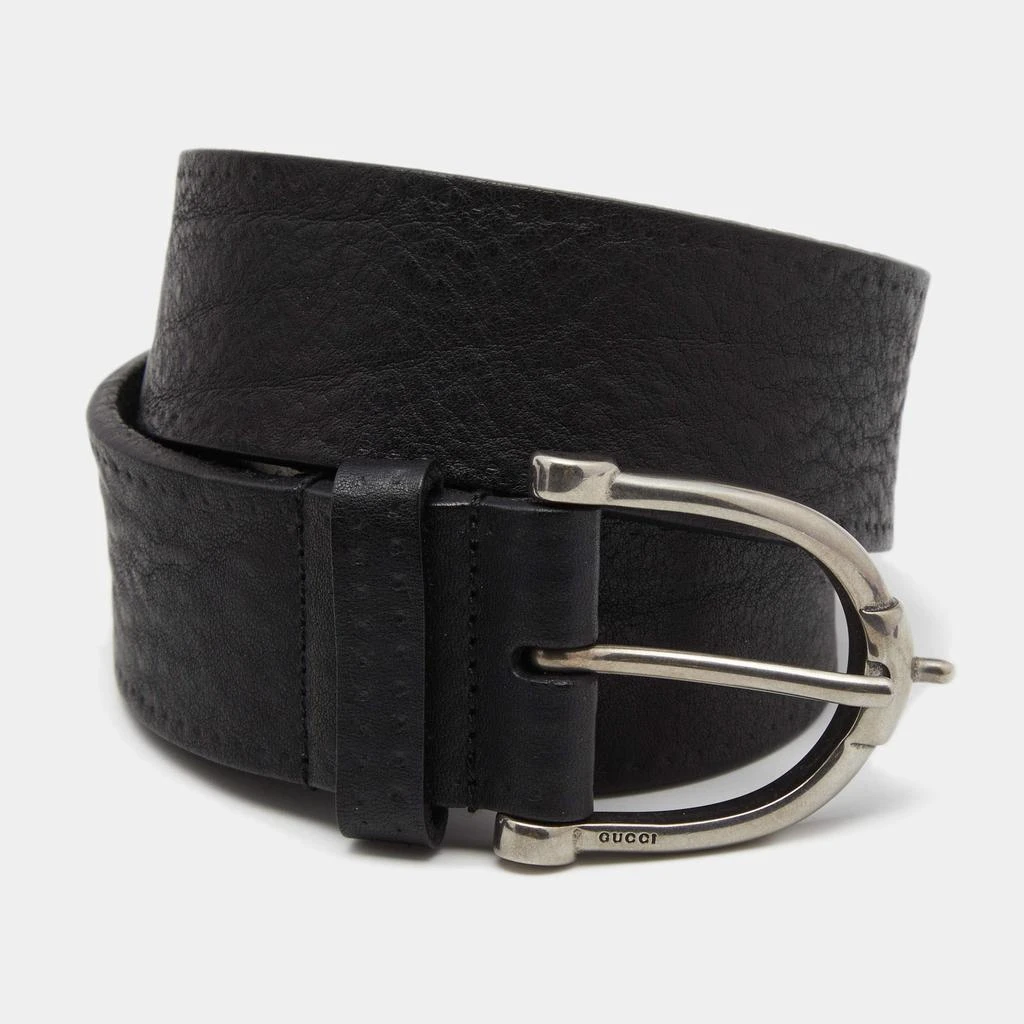 商品[二手商品] Gucci|Gucci Black Textured Leather Buckle Belt 85CM,价格¥1012,第1张图片