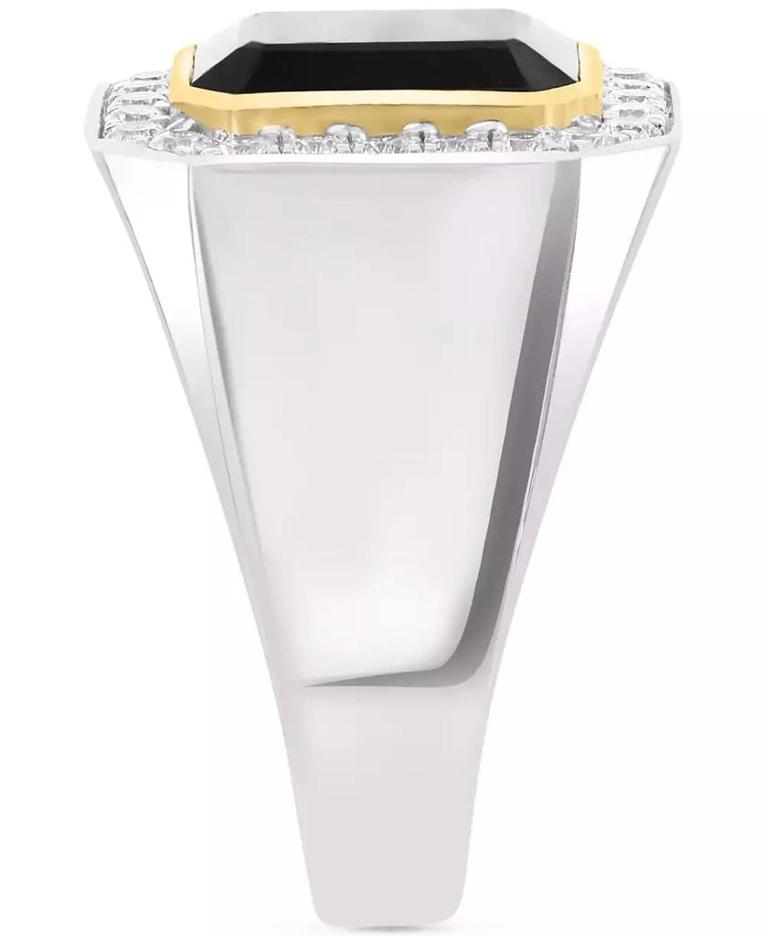 商品Effy|EFFY® Men's Onyx (6 ct. t.w.) & White Zircon (2 ct. t.w.) Ring in 14k Gold Over Sterling Silver & Sterling Silver,价格¥2048,第2张图片详细描述