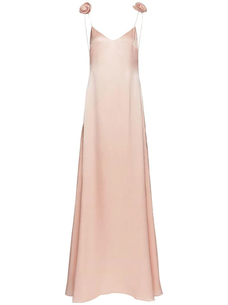 商品Magda Butrym|Silk Satin Long Slip Dress W/roses,价格¥6151,第1张图片