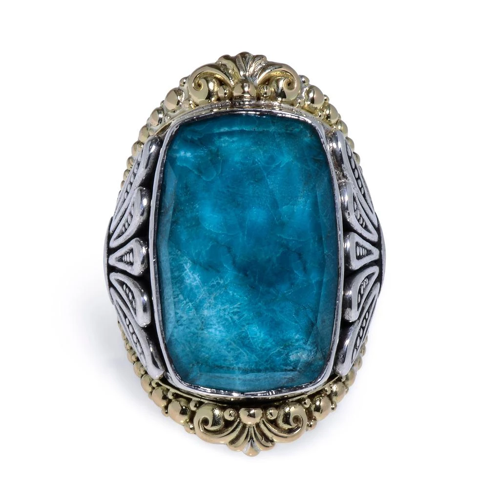 商品Konstantino|Konstantino Sterling Silver, 18K Yellow Gold, And Chrysocolla Doublet Ring Sz 7 DMK2059-370,价格¥4128,第1张图片