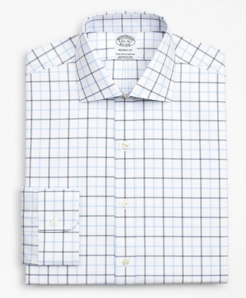 商品Brooks Brothers|Stretch Regent Regular-Fit Dress Shirt, Non-Iron Poplin English Collar Double-Grid Check,价格¥802,第6张图片详细描述