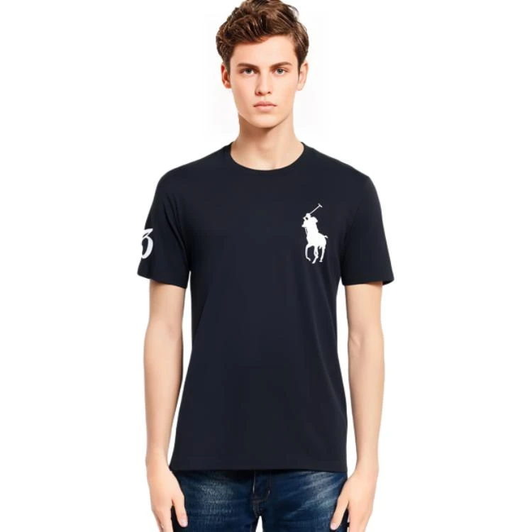 商品[国内直发] Ralph Lauren|SS23 大马标Logo刺绣圆领短袖T恤 男款 黑色,价格¥576,第6张图片详细描述