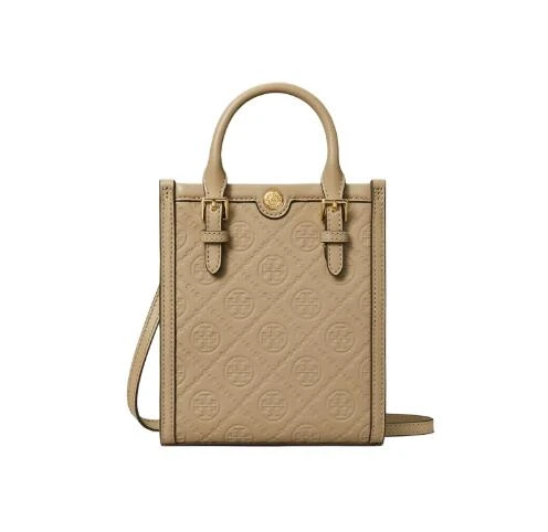 商品Tory Burch|汤丽柏琦 老花满印提花帆布皮质迷你女款手提单肩斜挎包（香港仓发货）,价格¥2049,第1张图片