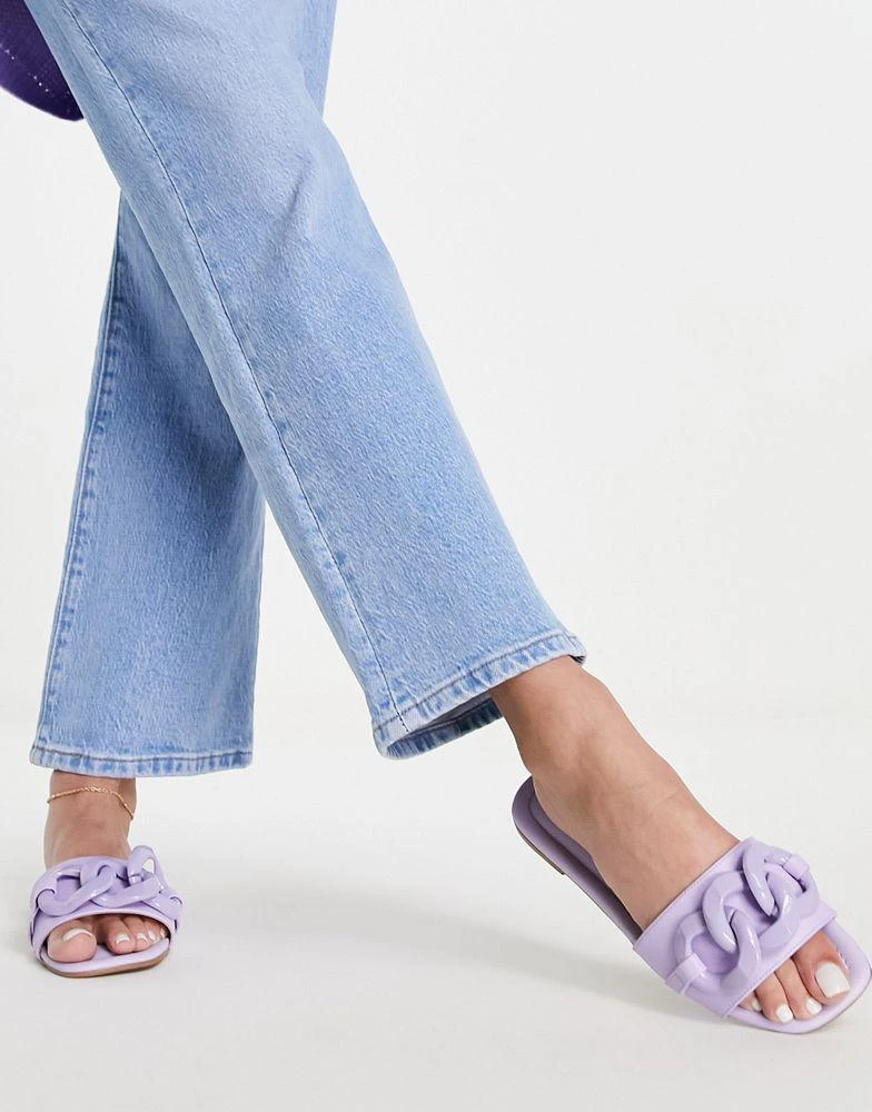 商品ASOS|ASOS DESIGN Fife flat mules with chain in lilac,价格¥107,第1张图片
