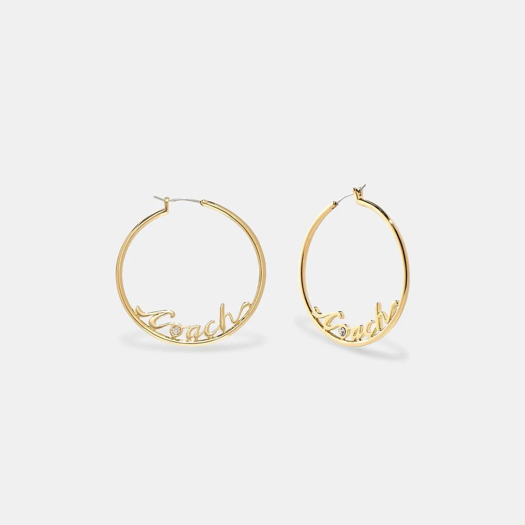 商品Coach|Logo Script Hoop Earrings,价格¥342,第1张图片