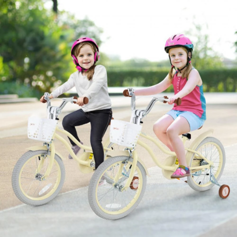 商品Hivvago|14/16/18 Inch Kids Bike Adjustable with Training Wheels Ages 3-8 Years Olds-18 inches,价格¥1724,第2张图片详细描述