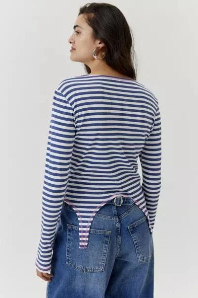 商品Urban Outfitters|Striped Bow Long Sleeve Baby Tee,价格¥113,第4张图片详细描述