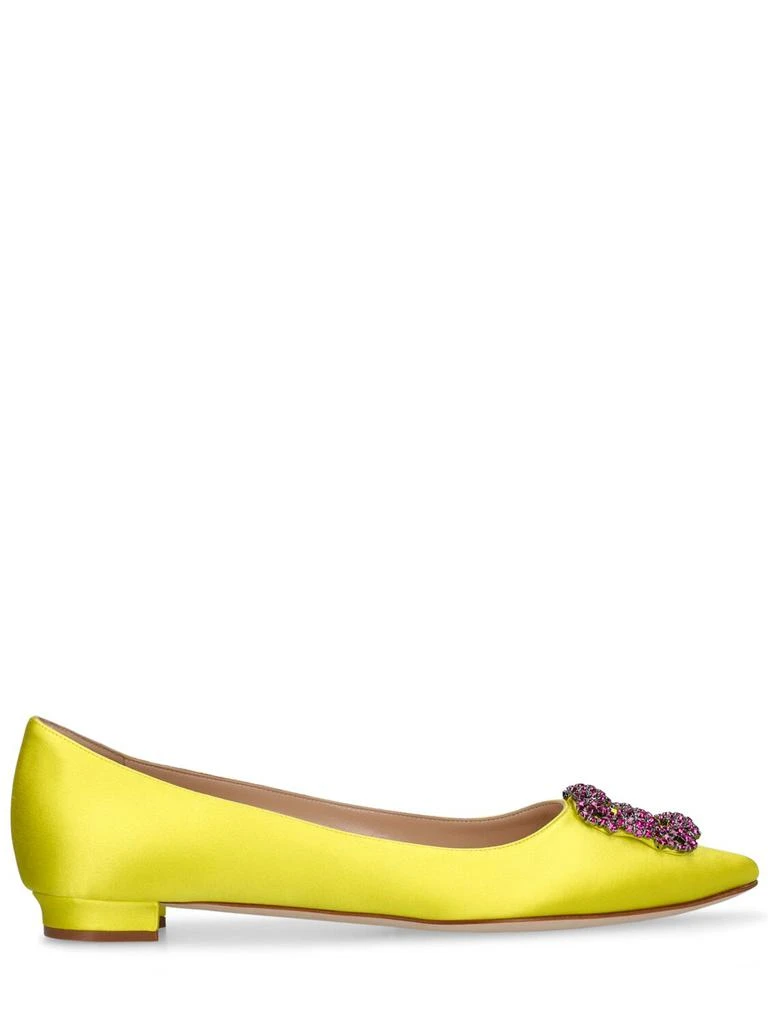 商品Manolo Blahnik|10mm Hangisi Satin Flats,价格¥3599,第1张图片