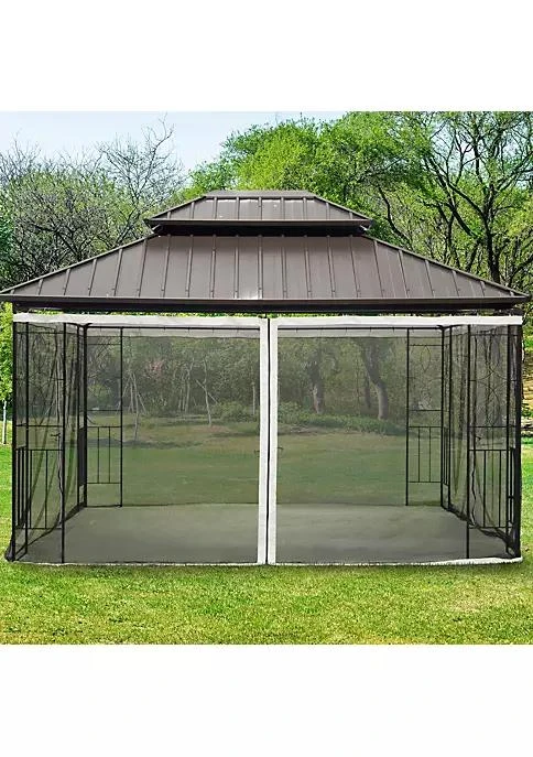 商品Outsunny|10 X 13 Universal Replacement Mesh Sidewall Netting For Patio Gazebos With Zippers Sidewall Only Black,价格¥449,第3张图片详细描述