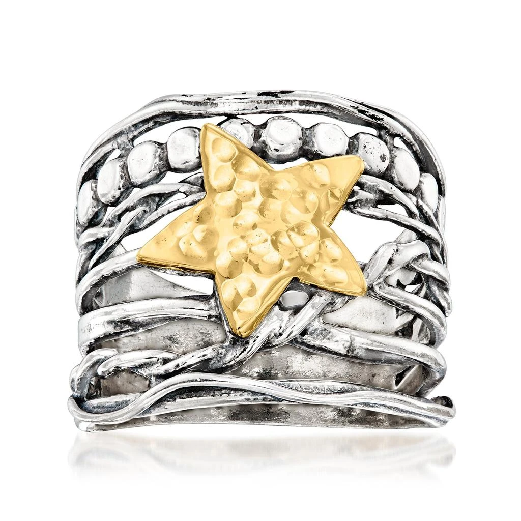 商品Ross-Simons|Sterling Silver and 14kt Yellow Gold Star Ring,价格¥1037,第1张图片