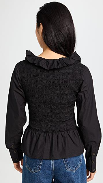 商品Ganni|棉质府绸开领罩衫式女式衬衫,价格¥1539,第4张图片详细描述