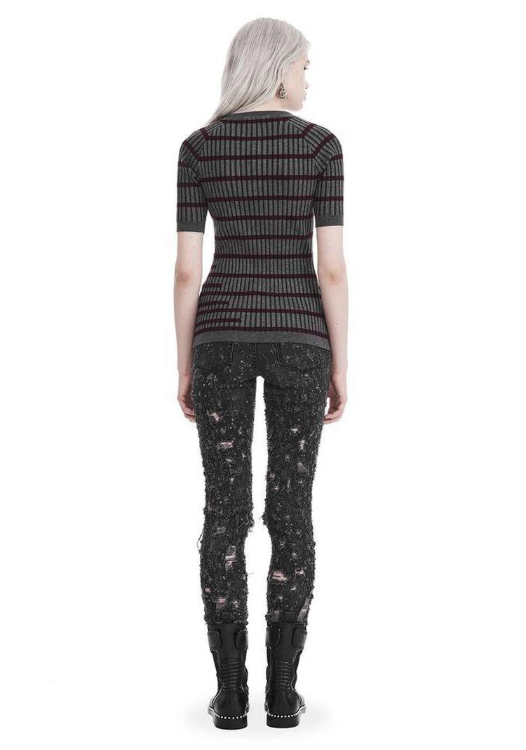 商品Alexander Wang|STRIPE INTARSIA SHORT SLEEVE SWEATER,价格¥1091,第4张图片详细描述