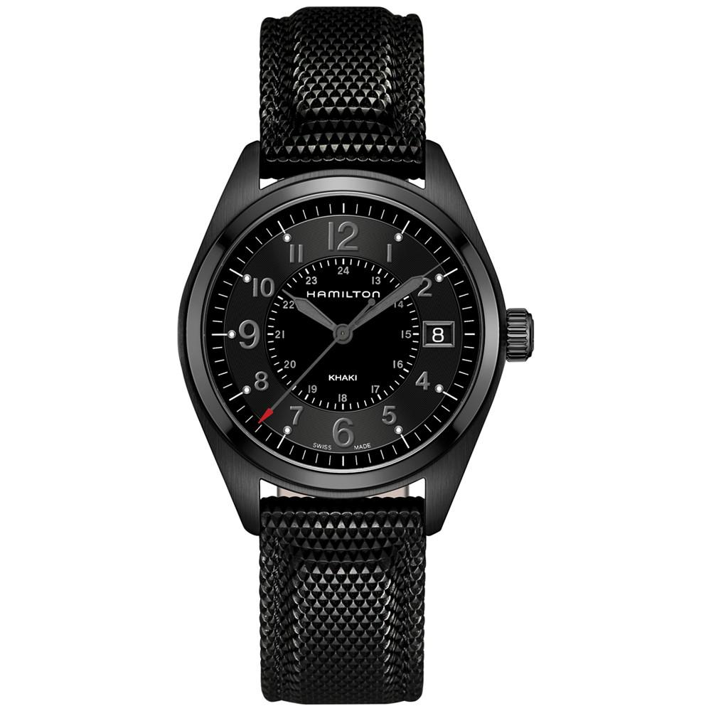 Men's Swiss Khaki Field Black Rubber Strap Watch 40mm H68401735商品第1张图片规格展示