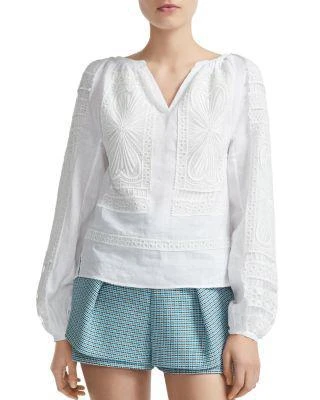 商品Maje|Lippy Guipure Lace-Inset Top,价格¥757,第1张图片