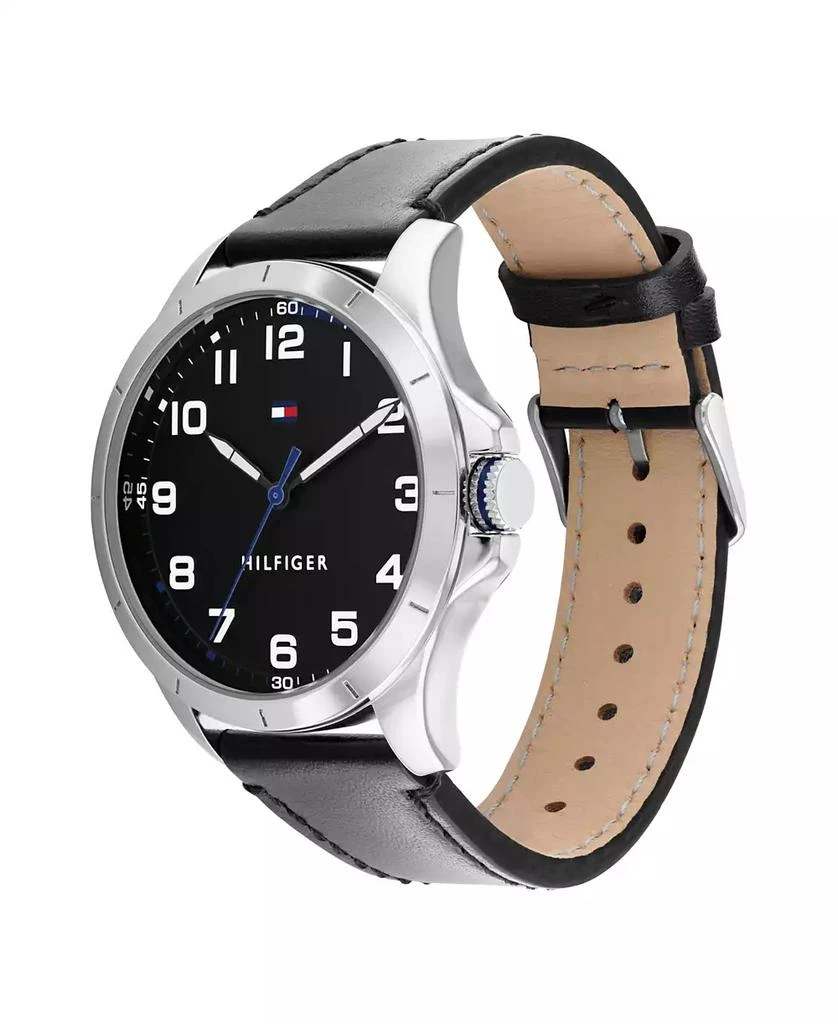 商品Tommy Hilfiger|Men's Black Leather Strap Watch 44mm,价格¥546,第2张图片详细描述
