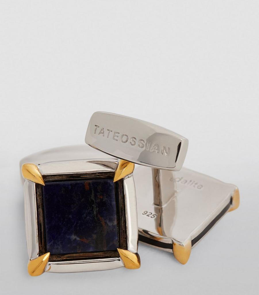 Rhodium-Plated Sterling Silver and Sodalite Cufflinks商品第5张图片规格展示