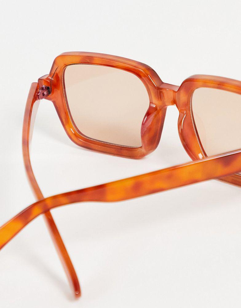 商品ASOS|ASOS DESIGN square sunglasses with brown lens in brown tortoiseshell - BROWN,价格¥75,第6张图片详细描述