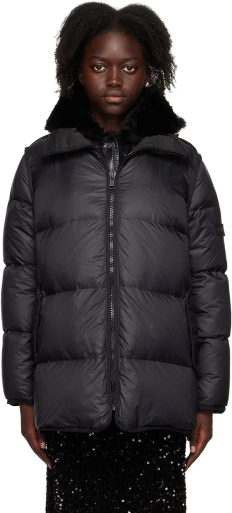 商品Yves Salomon|Black Paneled Down Jacket,价格¥5741,第1张图片