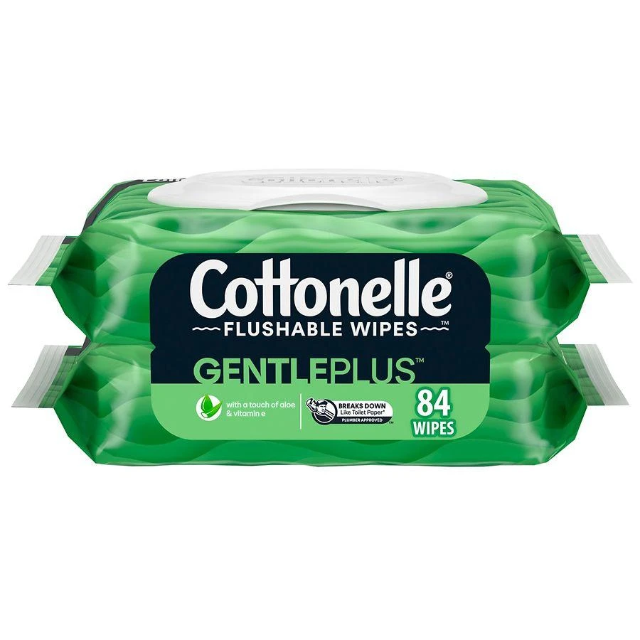 商品Cottonelle|GentlePlus Flushable Wet Wipes, Aloe & Vitamin E, Flip-Top Packs,价格¥45,第1张图片