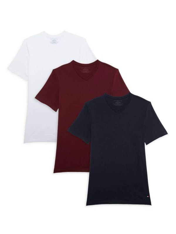 商品Tommy Hilfiger|汤米·希尔费格男士舒适棉质T恤V领  3件装 ,价格¥162,第1张图片