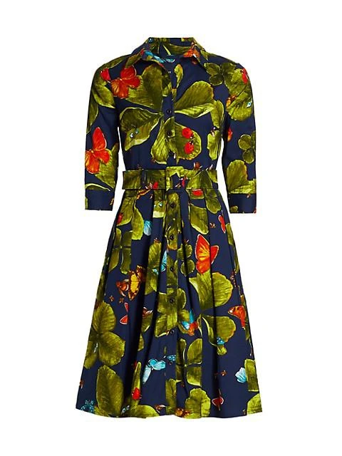 商品SAMANTHA SUNG|Audrey Bug Print Quarter-Sleeve Shirtdress,价格¥2047,第1张图片