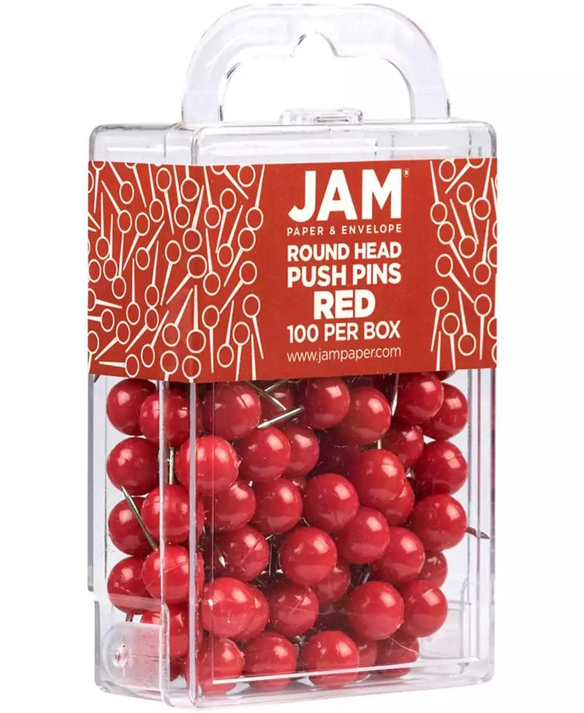 商品JAM Paper|Colorful Push Pins - Round Head Map Thumb Tacks Pushpins - 100 Per Pack,价格¥90,第3张图片详细描述