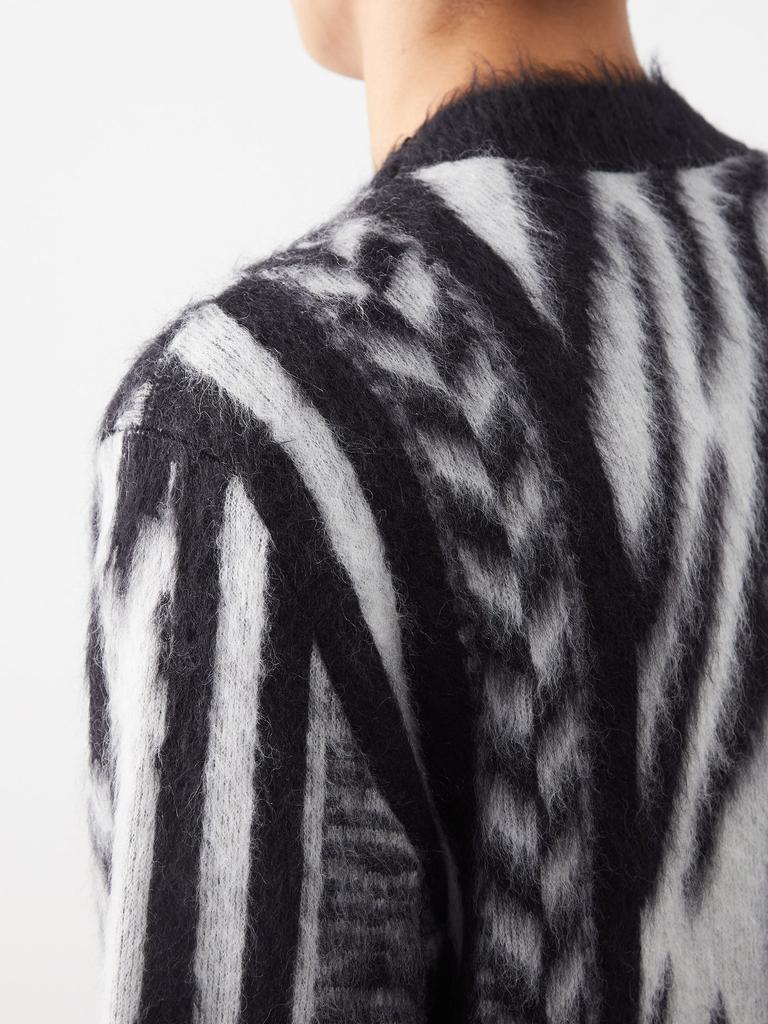 Striped animal-jacquard mohair-blend cardigan商品第3张图片规格展示