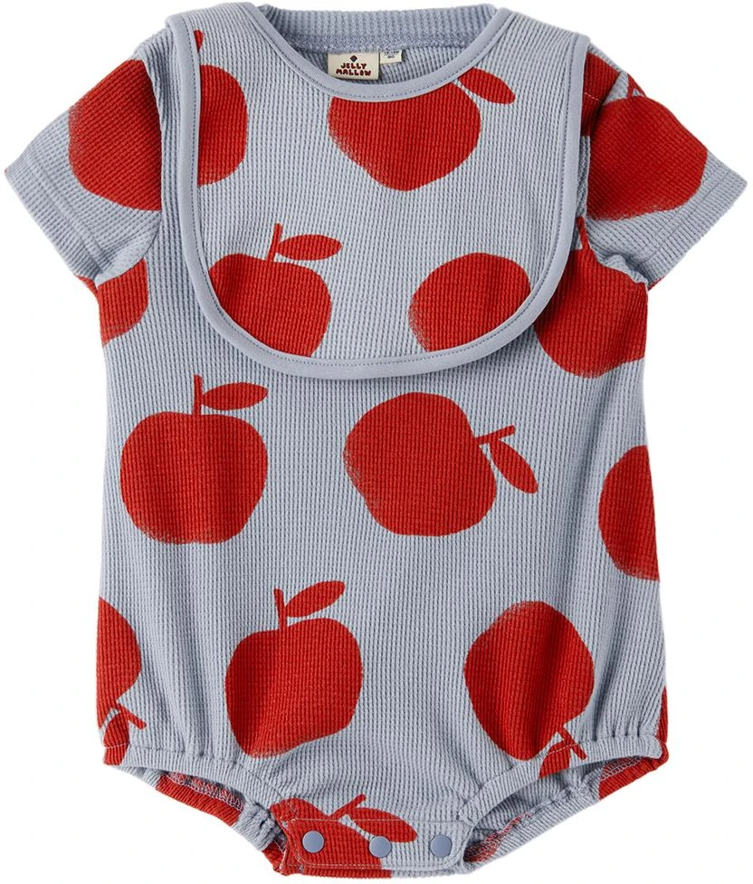 商品Jellymallow|Baby Blue & Red Pomme Bodysuit & Bib Set,价格¥283,第1张图片