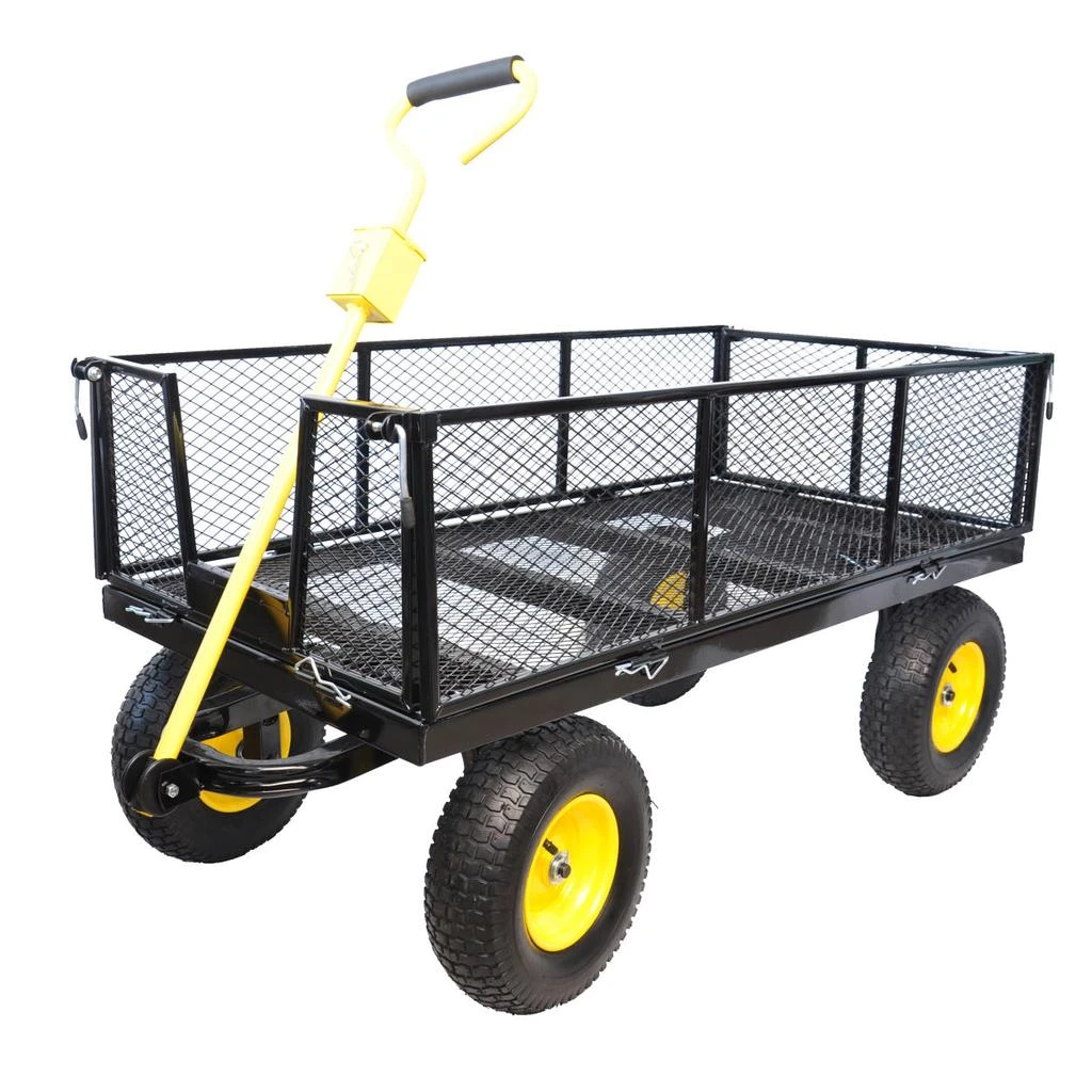 商品Simplie Fun|TC1861BK-YL Wagon Cart Garden cart trucks make it easier to transport firewood Yellow+Black,价格¥2463,第1张图片