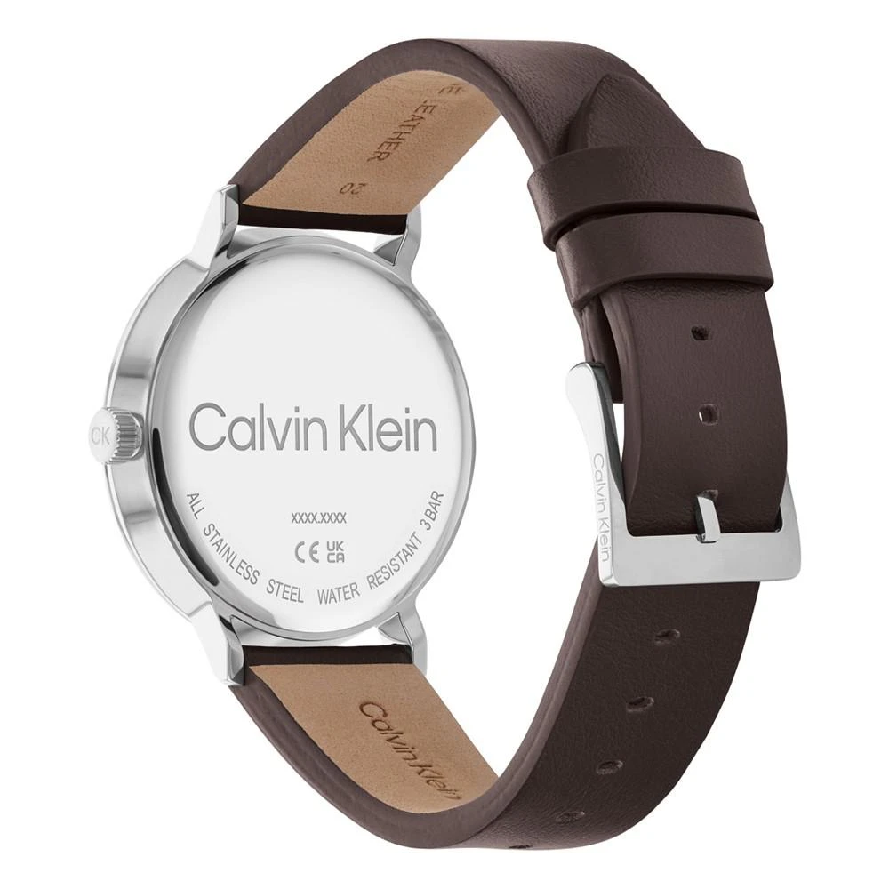 商品Calvin Klein|Brown Leather Strap Watch 42mm,价格¥901,第3张图片详细描述