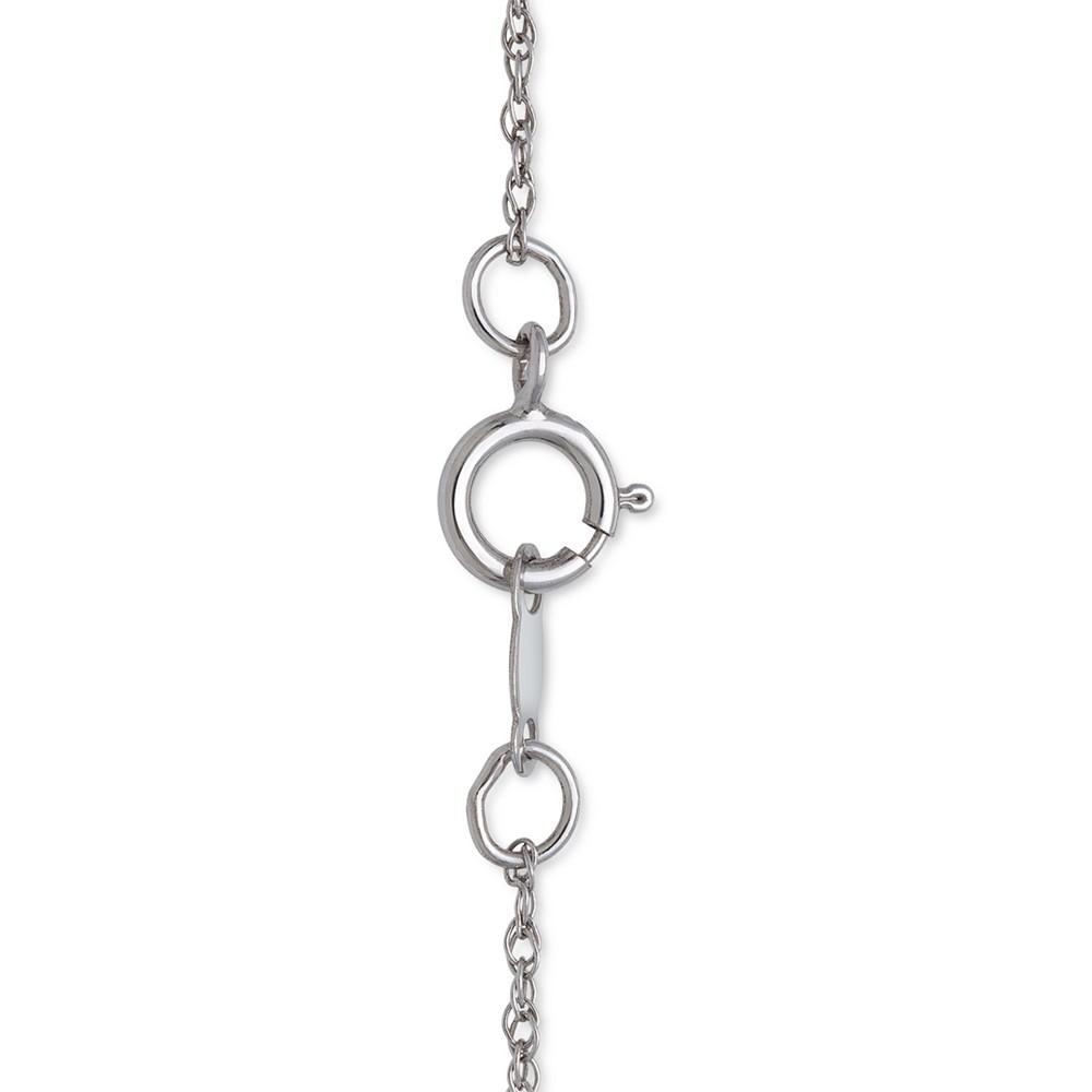 Cultured Freshwater Button Pearl (8mm) & Diamond Accent Sunburst 18" Pendant Necklace in Sterling Silver商品第3张图片规格展示