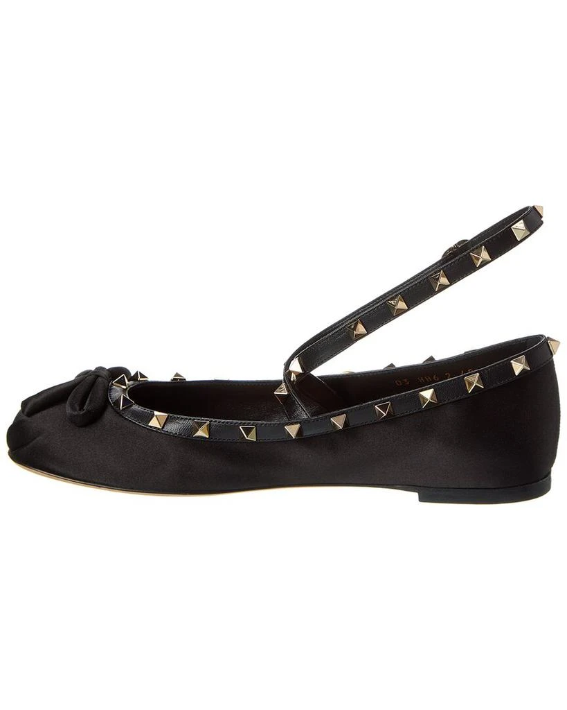 商品Valentino|Rockstud Satin & Leather Flat,价格¥4766,第2张图片详细描述