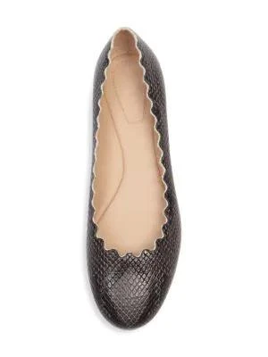 商品Chloé|Lauren Python-Embossed Leather Ballet Flats,价格¥1994,第5张图片详细描述